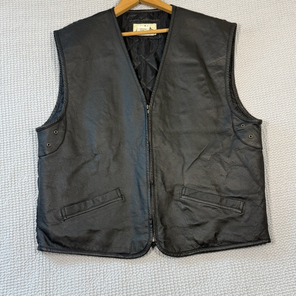 Men's Genuine Leather Festival Motorcycle Vest – Black – Sz Large Chest 44"